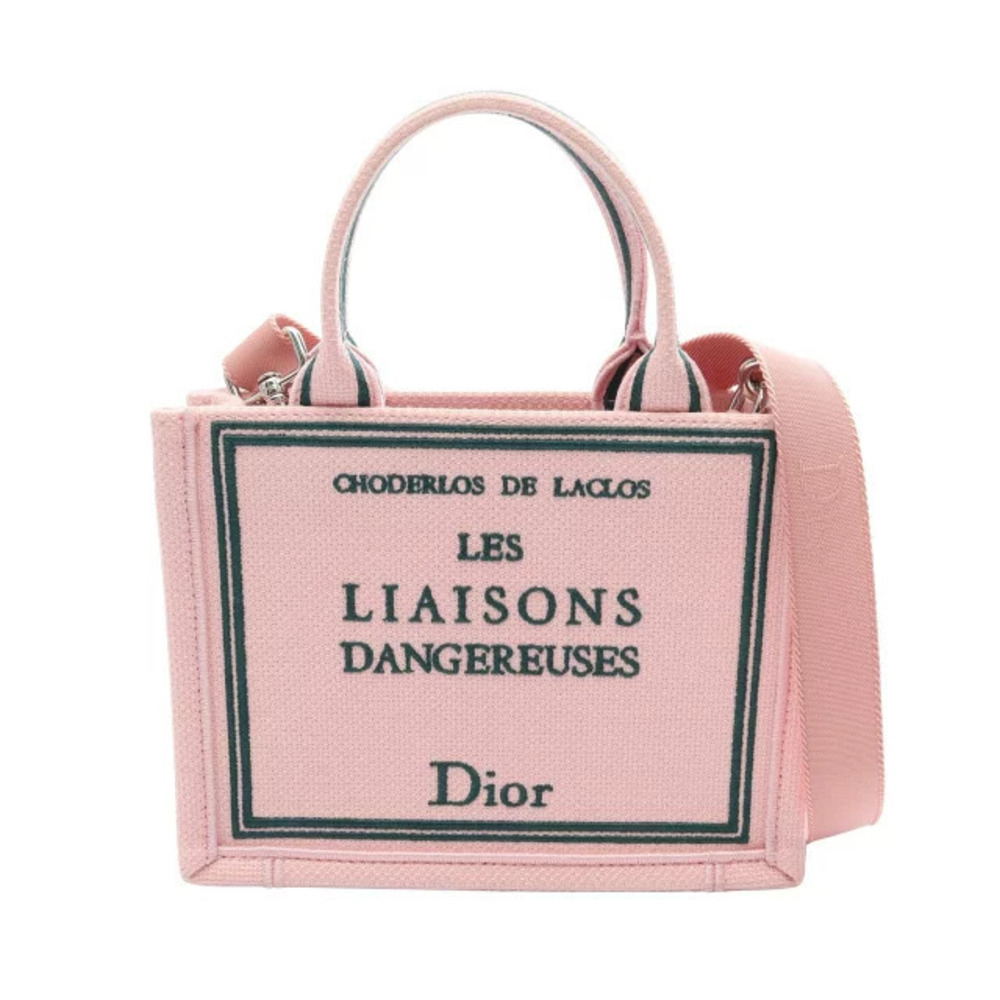 Christian Dior BOOK TOTE Bag Canvas Pink Green